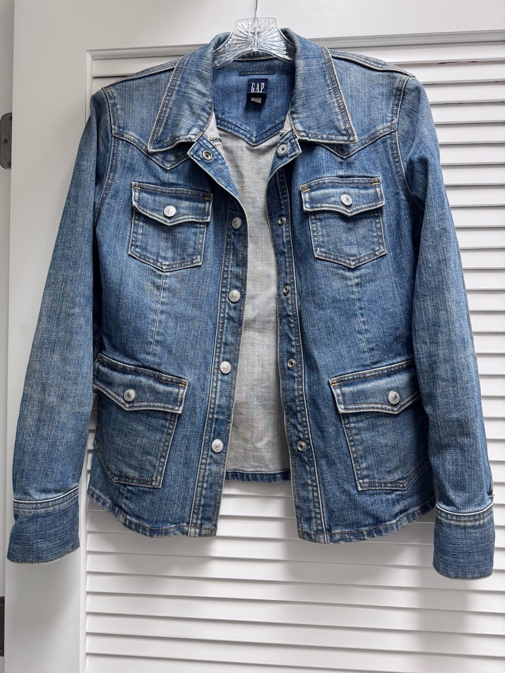 GAP Medium Blue Denim Utility Jacket with Flap Pockets